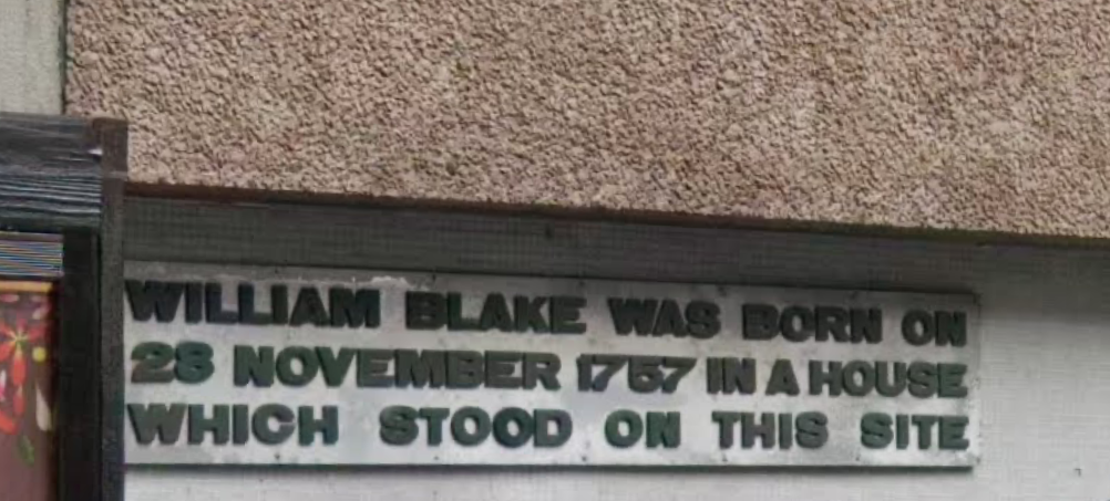 The plaque to William Blake on Broadwick Street.